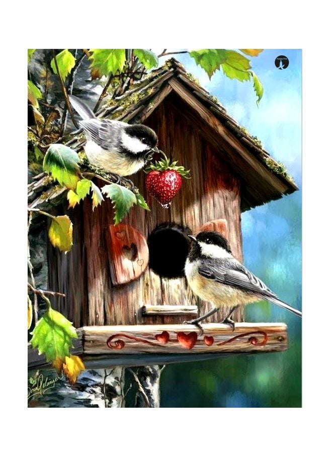 بي بي لوحة فنية معدنية بتصميم طائر وحصان أزرق / أخضر / أحمر 20x15سم