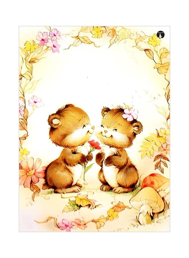 Animals Themed Metallic Plate Brown/White/Yellow