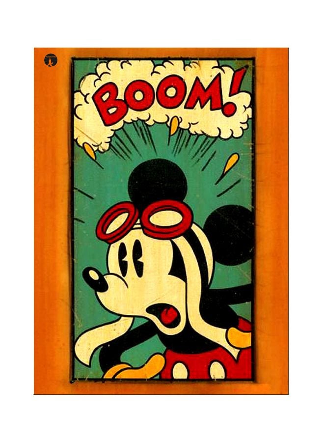 Cartoon Themed Metallic Plate Green/Orange/Black 20x15cm