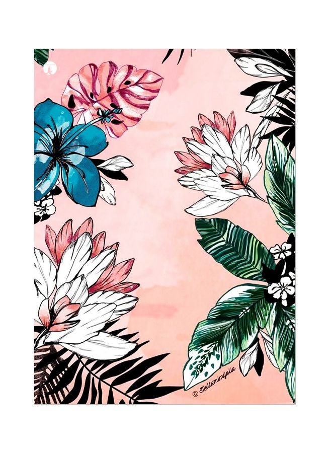 BP Floral Themed Metallic Plate Pink/Blue/Green 20x15cm