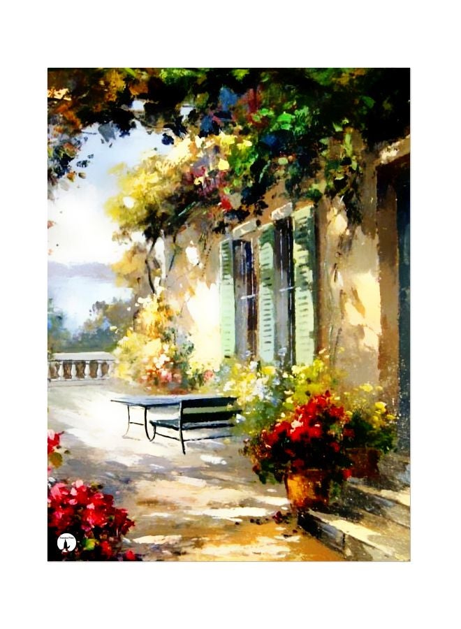 بي بي لوح من المعدن بطبعة منظر طبيعي أصفر/أخضر/أحمر 20x15سم