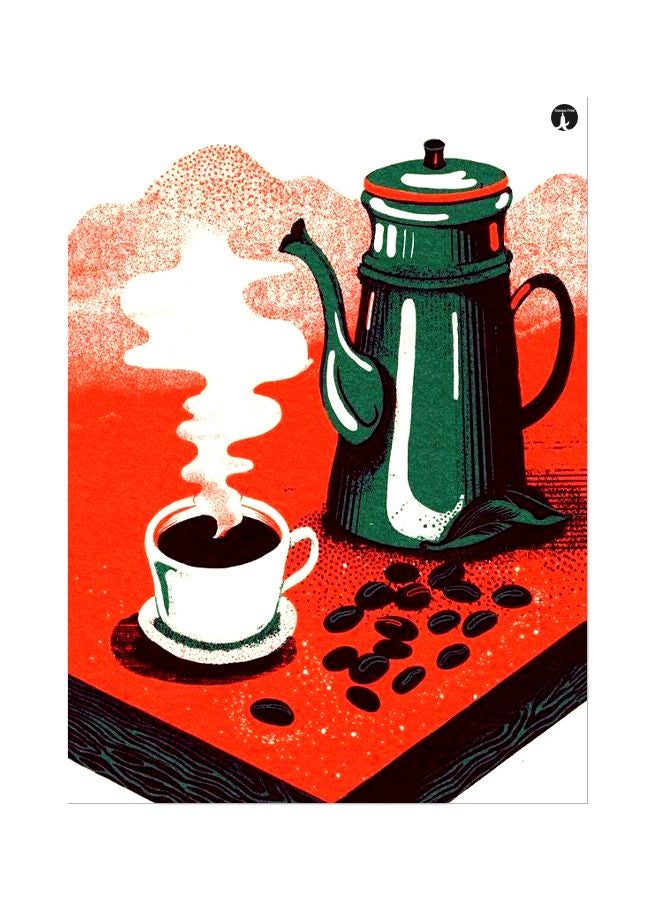 بي بي لوحة بنمط معدني بتصميم كوب قهوة أحمر/أخضر/أبيض 20x15سم