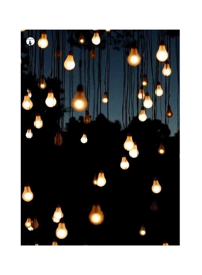 بي بي لوح للزينة من المعدن بطبعة مصباح LED أسود/أزرق/أصفر 20x15سم