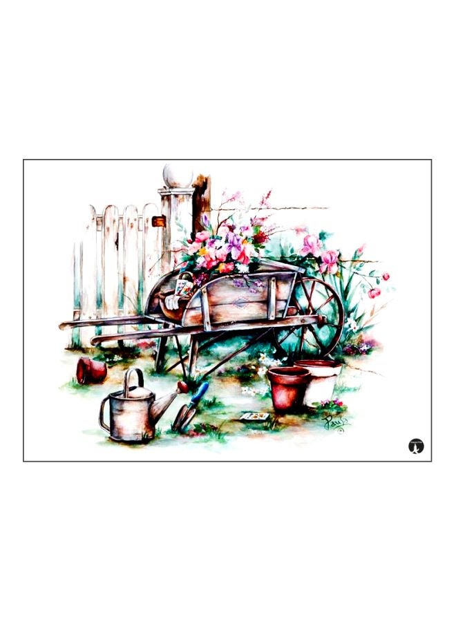 BP Floral Printed Plate White/Brown/Green 20x15cm