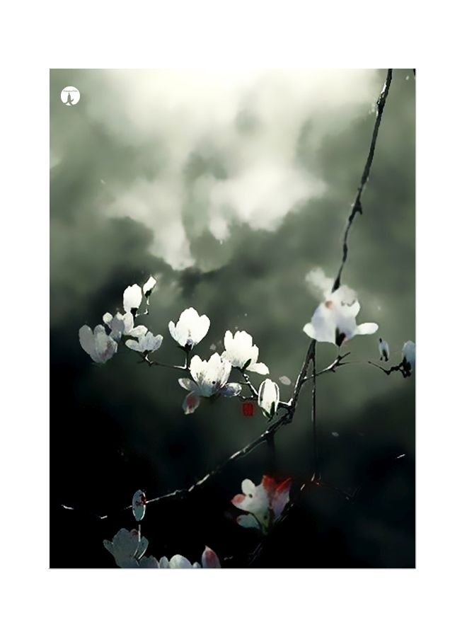 BP Flower Theme Printed Plate Grey/Black/White 20x15cm