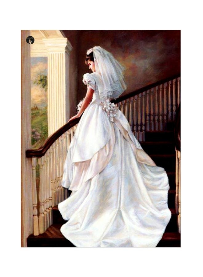 Girl Themed Printed Plate White/Beige/Brown 20x15cm