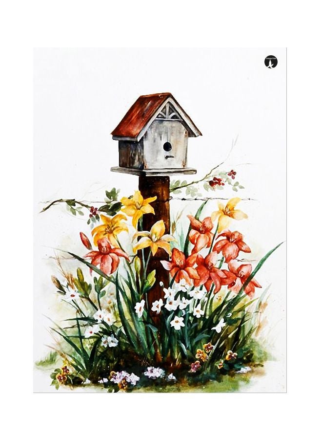 Flowers Themed Printed Plate White/Brown/Green 20x15cm