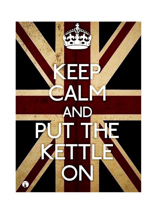 لوحة بنمط معدني وتصميم يحمل عبارة "Keep Calm And Put The Kettle On" أسود/أحمر/بيج 20x15سم