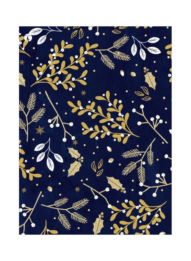 BP Leaves Themed Decorative Metallic Plate Blue/Gold/White 20x15cm 