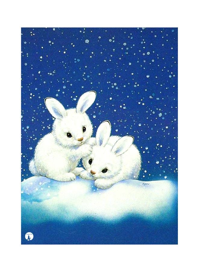BP Cute Bunny Themed Decorative Metallic Plate Blue/White 20x15cm 