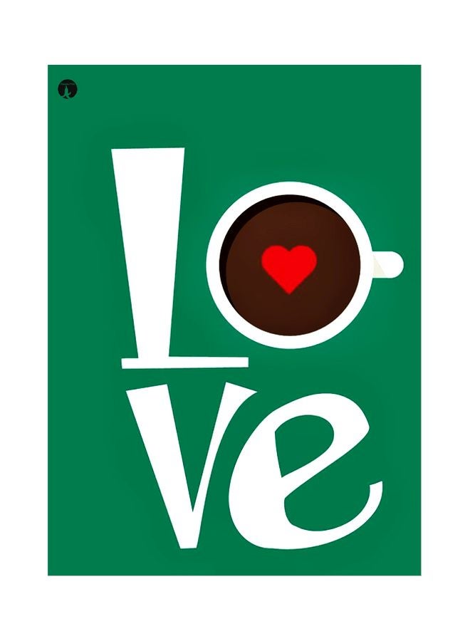 بي بي لوحة بنمط معدني وتصميم يحمل كلمة "Love" للديكور أخضر/أبيض/ بني 20x15سم