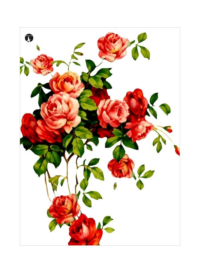 BP Roses Themed Decorative Metallic Plate White/Red/Green