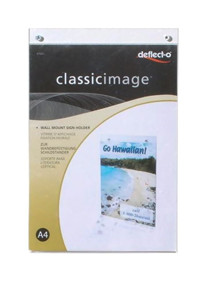 Classicimage A4 Wall Mounted Sign Holder Clear