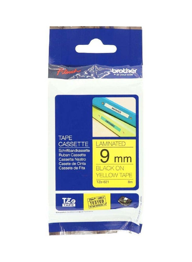brother P-Touch Black On Yellow Laminated Tape Blue/Green - Image 3