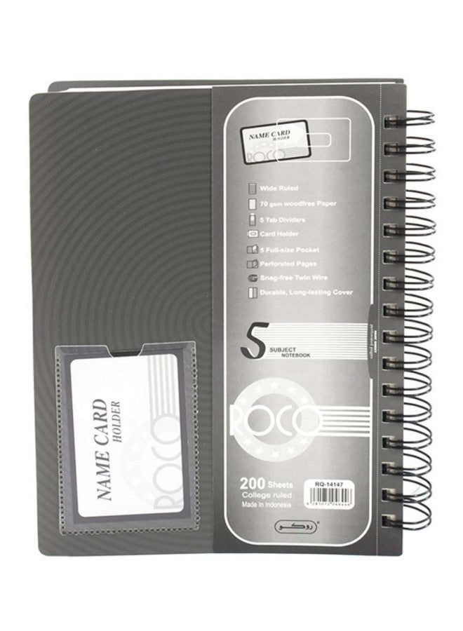 روكو دفتر ملاحظات بغطاء لين بعدد 5 تقسيمات للجامعة رمادي / أبيض