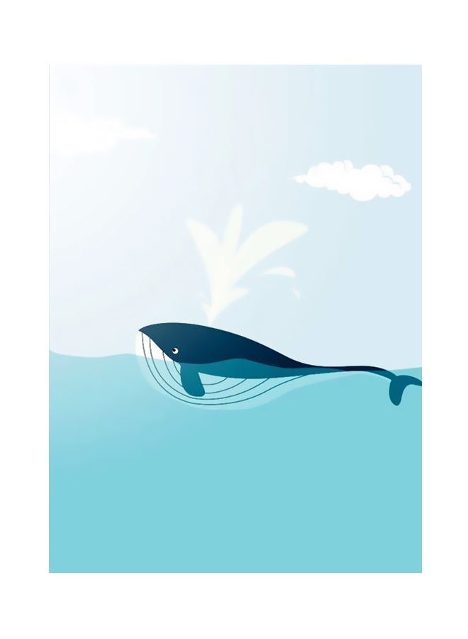 بي بي لوح للزينة من المعدن بطبعة حوت أزرق/ أبيض 20x15سم