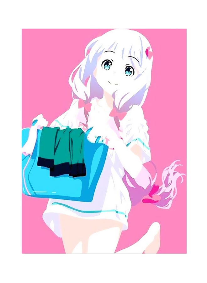 BP Animated Girl Themed Metallic Plate Pink/White/Blue 20x15cm