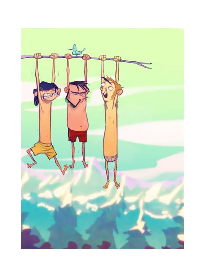 لوحة بنمط معدني وتصميم مستوحى من سلسلة الرسوم المتحركة "Ed, Edd And Eddy" أخضر/أزرق/بيج 20x15سم