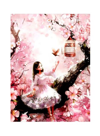 لوحة معدنية بتصميم فتاة في الطبيعة وردي / أبيض / أسود 20x15سم - v1595870977/N39507202A_1