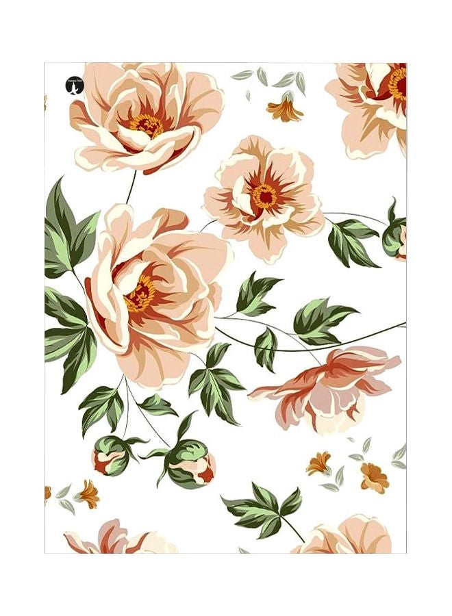 Floral Themed Metallic Plate White/Brown/Green 20x15cm