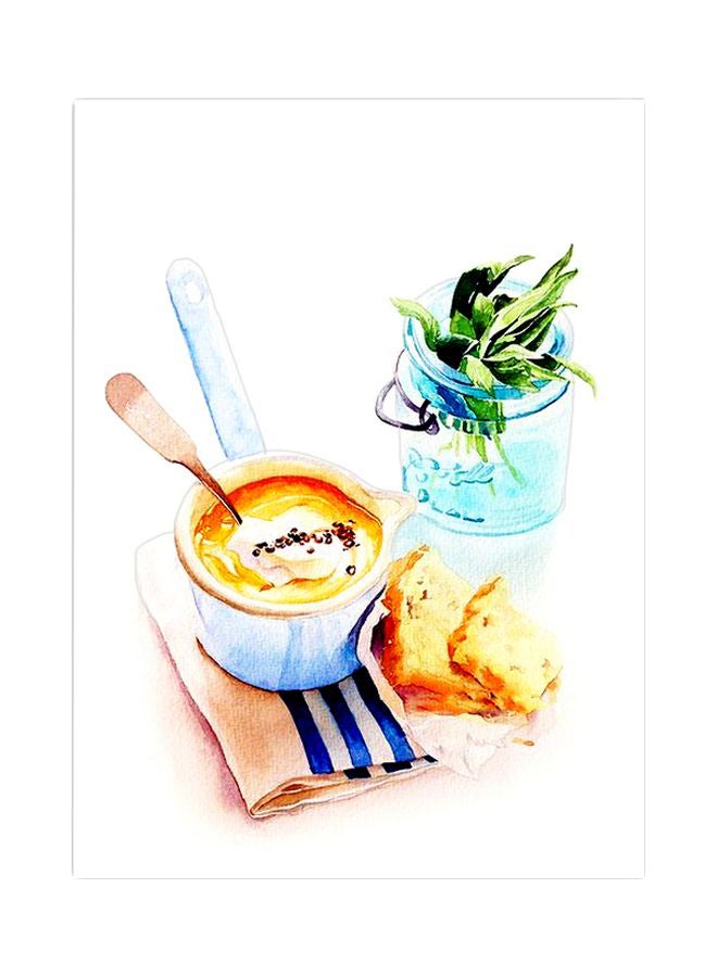 BP Dessert Dishes Watercolor Illustration Themed Metallic Plate White/Yellow/Green 20x15cm