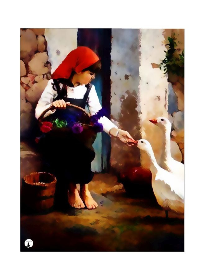 بي بي لوحة معدنية بتصميم امراة بني/أخضر/أحمر 20x15سم