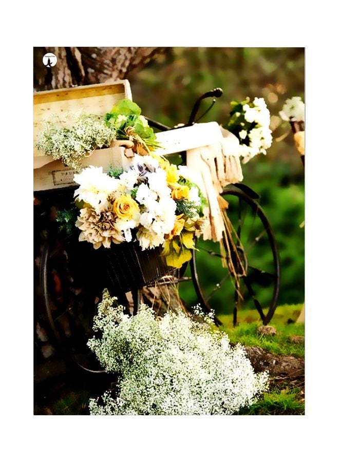 BP Floral Themed Metallic Plate Green/White/Black 20x15cm