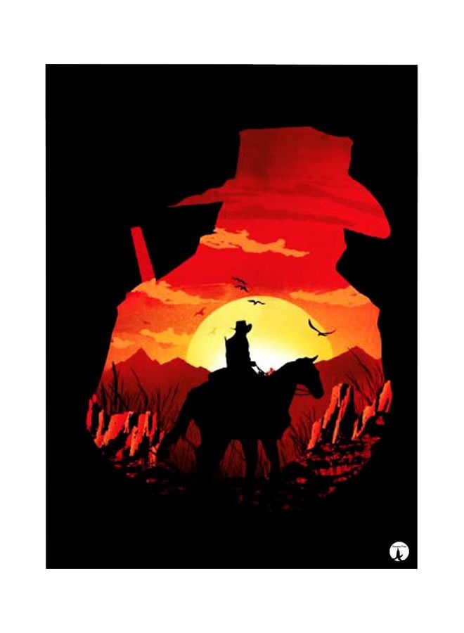 BP Decorative Themed Metallic Plate Black/Red/Yellow 20x15cm