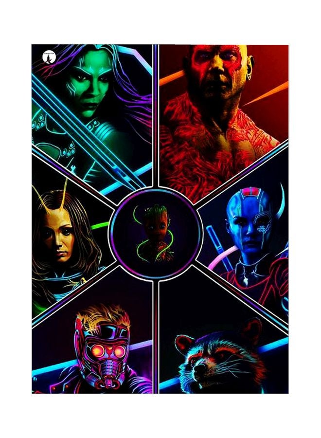 بي بي لوح للزينة من المعدن بطبعة شخصية مارفل أسود/أزرق/ أحمر 20x15سم