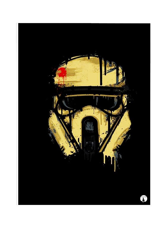 لوحة بنمط معدني وتصميم شخصية مستوحاة من فيلم "Star Wars" أسود / بيج 20x15سم