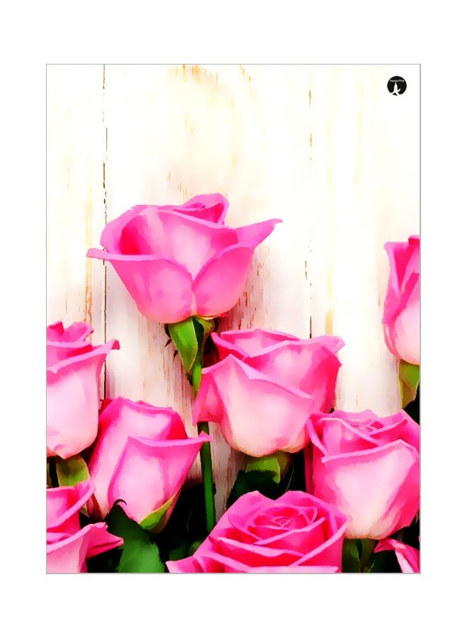 BP Flower Themed Metallic Plate White/Pink/Green 20x15cm