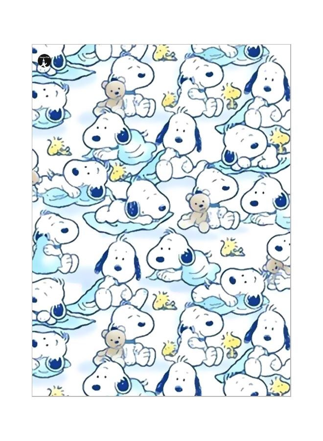 بي بي لوحة مطبوعة بألوان معدنية أبيض / بيج / أزرق 20x15سم