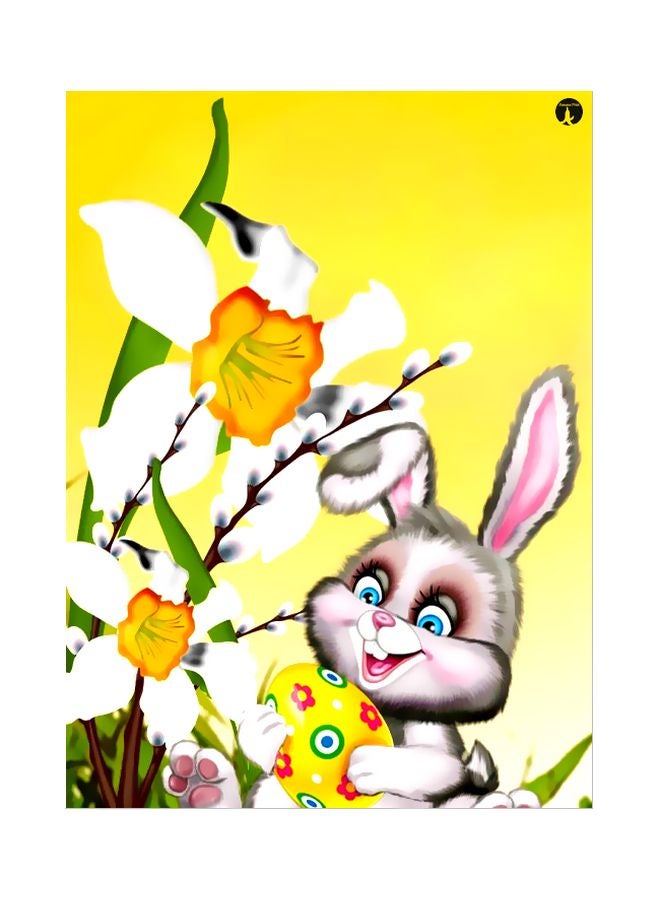 بي بي لوح من المعدن بتصميم أرنب أصفر/ رمادي/ بني 20x15سم