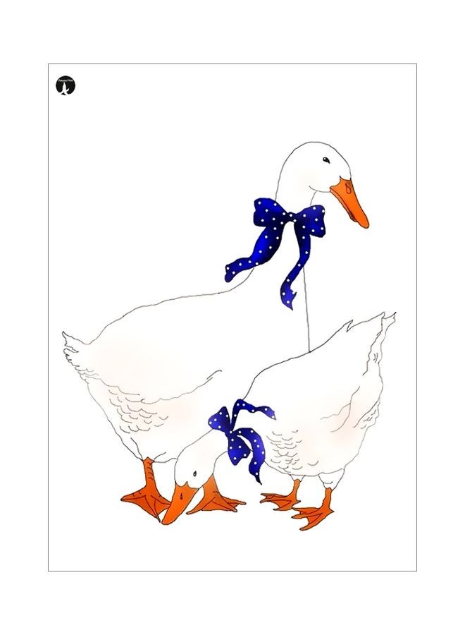 Duck Themed Metallic Plate White/Red/Blue 20x15cm