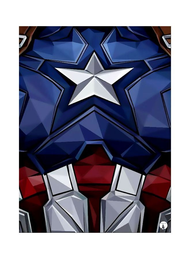 بي بي لوح للزينة من المعدن بطبعة كابتن أمريكا أزرق/أحمر/فضي