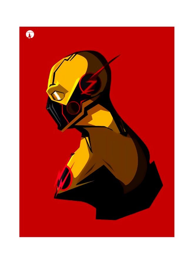 لوحة فنية معدنية بتصميم شخصية فلاش أحمر/ أصفر/أخضر 20x15سم