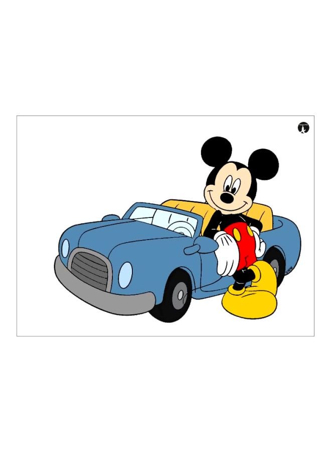 بي بي لوحة معدنية بتصميم ميكي ماوس أبيض/أزرق/أصفر 20x15سم