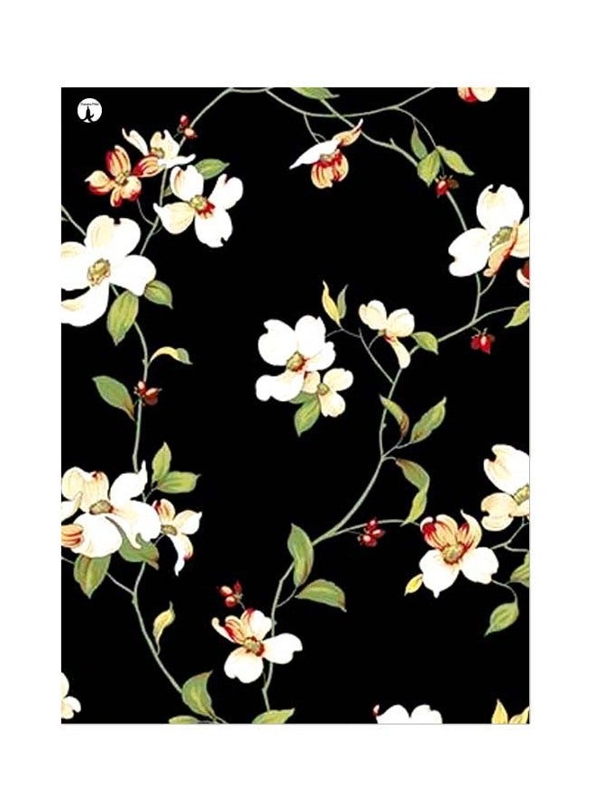 BP Floral Themed Metallic Plate Black/White/Green 20x15cm