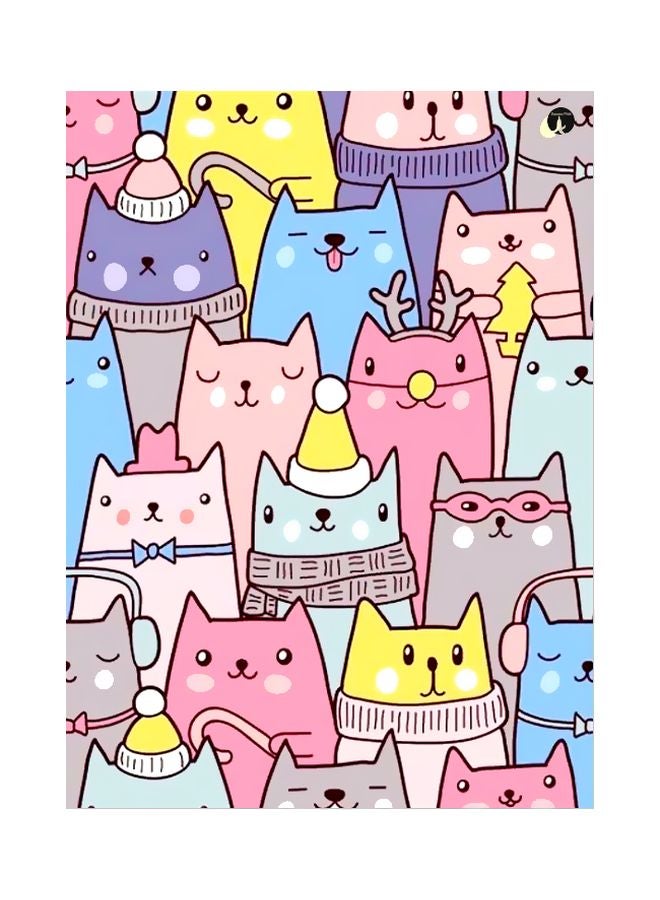 Cat Themed Metallic Plate Pink/Blue/Yellow