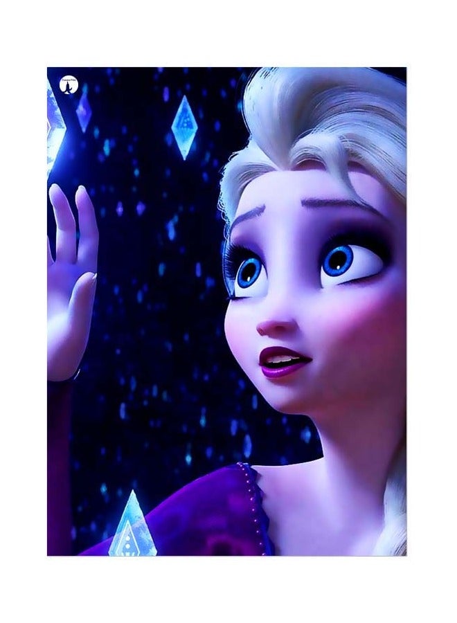بي بي لوحة بنمط معدني وتصميم شخصية رسوم متحركة مستوحاة من فيلم ديزني "Frozen" أزرق/أبيض/بنفسجي 20x15سم 