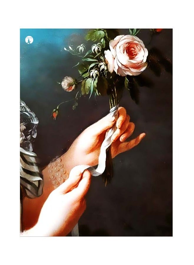 بي بي لوحة معدنية بتصميم زهرة رمادي / بيج / أخضر 20x15سم