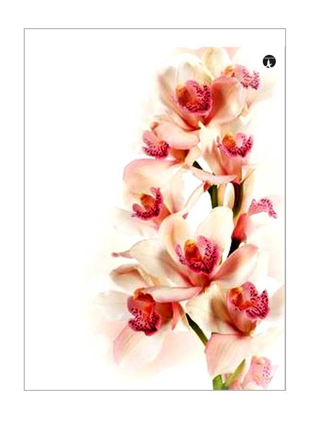 لوحة معدنية بنقشة الأزهار أبيض/بيج/وردي 20x15سم