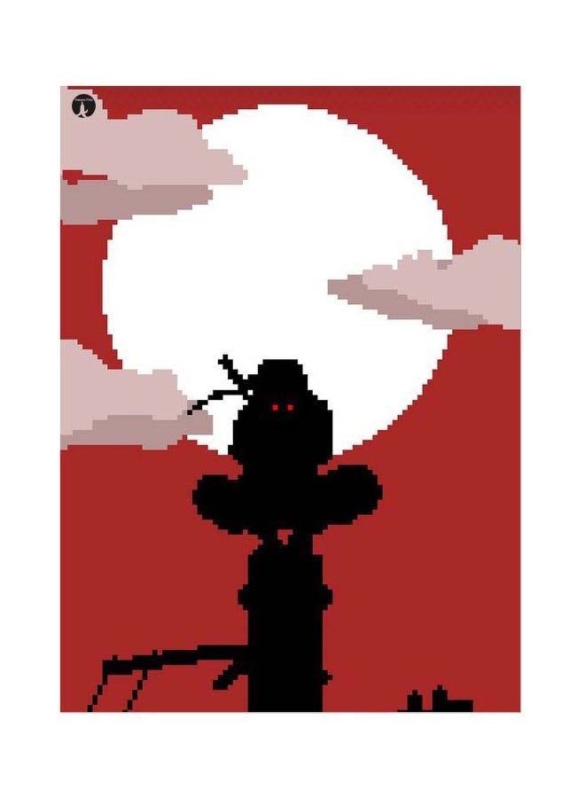 لوح من المعدن بتصميم رسومات كرتونية أحمر/ أبيض/ أسود 20x15سم