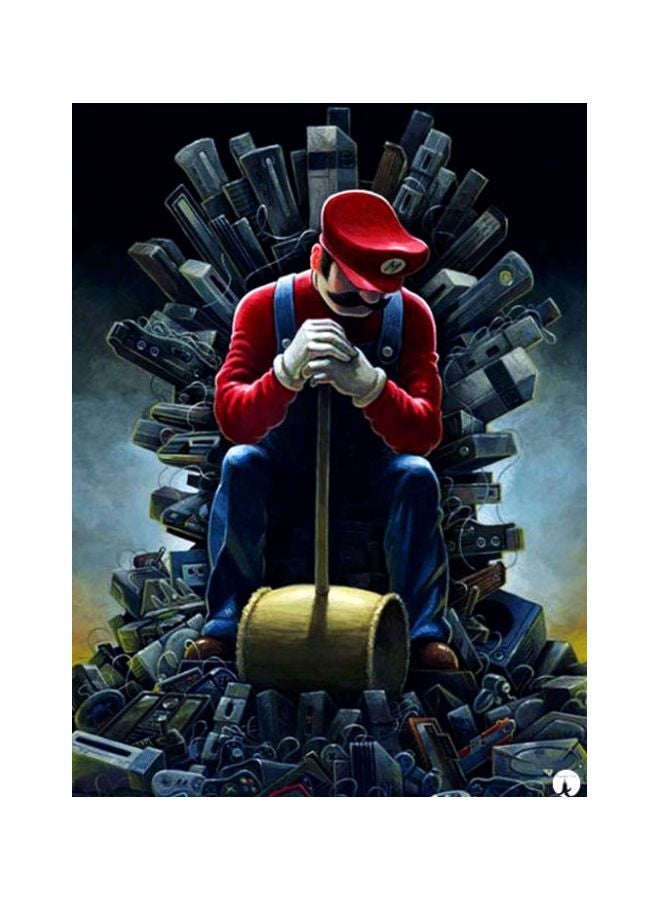BP Super Mario Themed Metallic Plate Red/Blue/Grey 20x15cm