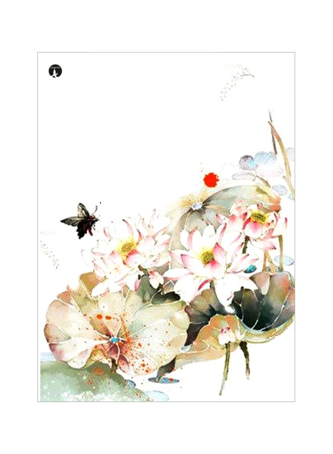 Floral Themed Metallic Plate White/Pink/Green 20x15cm