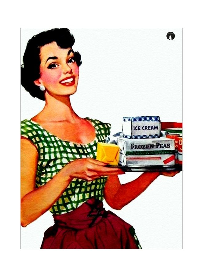 Girl Themed Metallic Plate White/Green/Red 20x15cm