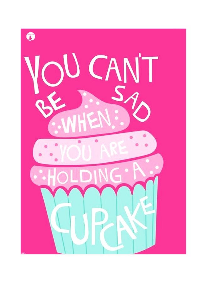 بي بي لوحة بنمط معدني وتصميم كاب كيك وردي/ أزرق/ أبيض 20x15سم