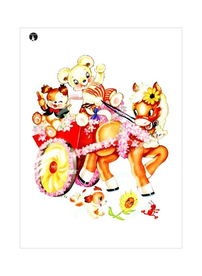 بي بي لوحة فنية معدنية بتصميم مهر بني/أبيض/أحمر 20x15سم