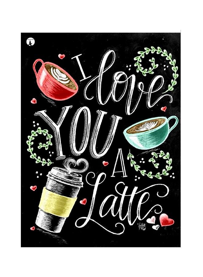 بي بي لوحة بنمط معدني وتصميم قهوة لاتيه أسود / أبيض / أزرق 20x15سم