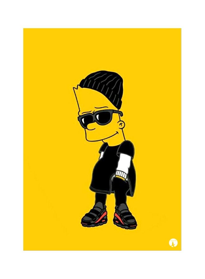 Cartoon Themed Metallic Plate Yellow/Black 20x15cm